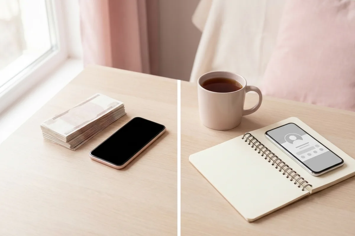 Illustrated balance scale weighing paid tokens against a community of figures